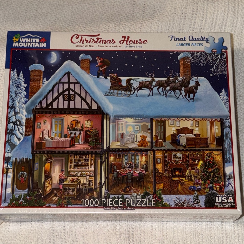 White‎ Mountain Festive “Christmas House” Puzzle Holiday NEW